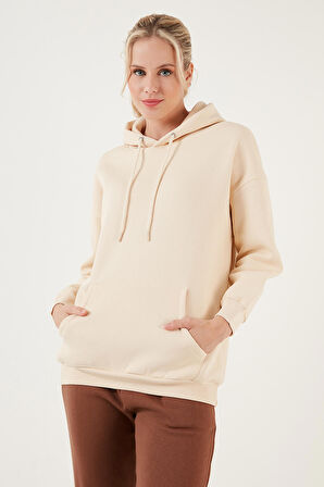 Lela Regular Fit Pamuklu Kapüşonlu Yaka Şardonlu Kışlık Sweat Kadın SWEAT 5863854