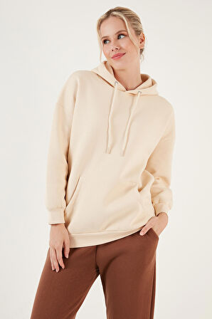 Lela Regular Fit Pamuklu Kapüşonlu Yaka Şardonlu Kışlık Sweat Bayan SWEAT 5863854