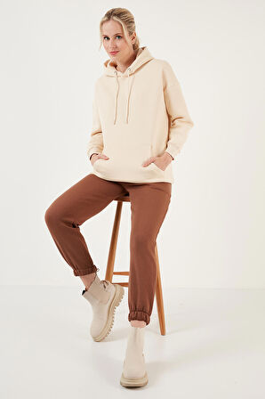 Lela Regular Fit Pamuklu Kapüşonlu Yaka Şardonlu Kışlık Sweat Kadın SWEAT 5863854