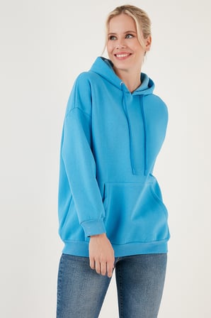 Lela Regular Fit Pamuklu Kapüşonlu Yaka Şardonlu Kışlık Sweat Kadın SWEAT 5863854