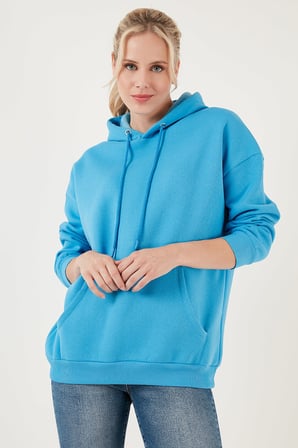 Lela Regular Fit Pamuklu Kapüşonlu Yaka Şardonlu Kışlık Sweat Kadın SWEAT 5863854