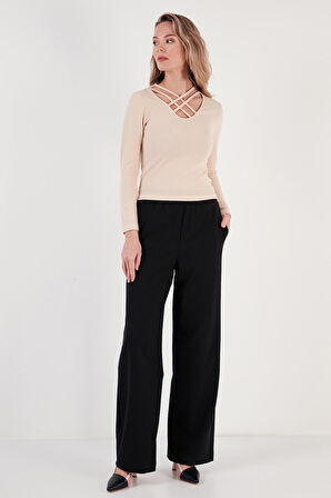 Lela Ekstra Slim Fit Yaka Detaylı Bluz Bayan BLUZ 5865583