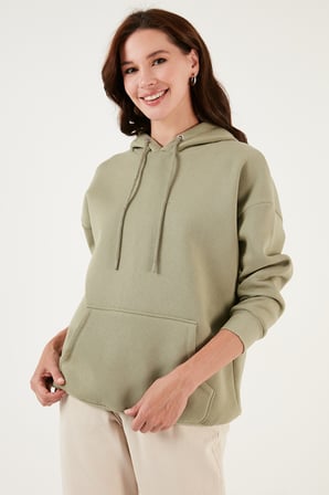 Lela Regular Fit Pamuklu Kapüşonlu Yaka Şardonlu Kışlık Sweat Kadın SWEAT 5863854