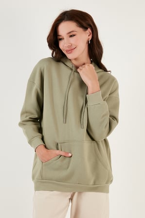 Lela Regular Fit Pamuklu Kapüşonlu Yaka Şardonlu Kışlık Sweat Kadın SWEAT 5863854