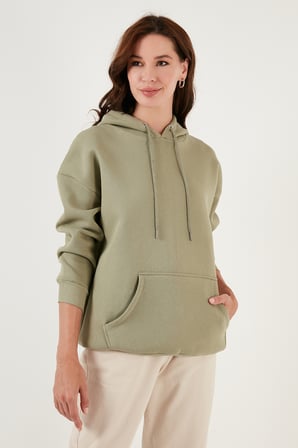Lela Regular Fit Pamuklu Kapüşonlu Yaka Şardonlu Kışlık Sweat Kadın SWEAT 5863854