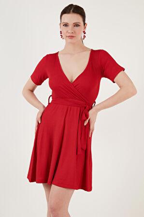 Lela Belden Bağlamalı Kruvaze Yaka Fitilli Elbise Kadın ELBİSE 5864505Y6