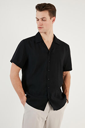 Buratti Regular Fit Apaş Yaka Kısa Kollu Modal Gömlek Erkek GÖMLEK CF24S117929