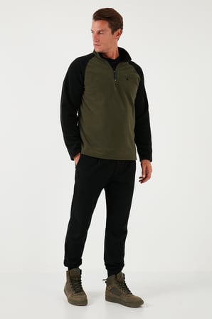Buratti Slim Fit Yarım Fermuarlı Soğuk Geçirmez Kışlık Şardonlu Polar Erkek POLAR 5906055