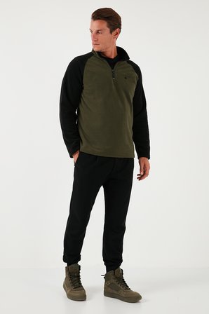 Buratti Slim Fit Yarım Fermuarlı Soğuk Geçirmez Kışlık Şardonlu Polar Erkek POLAR 5906055