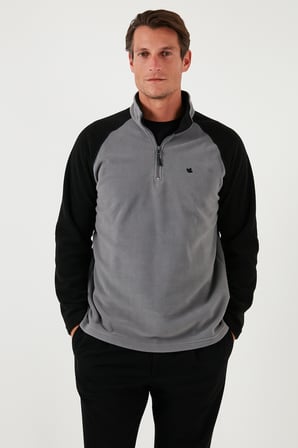 Buratti Slim Fit Yarım Fermuarlı Soğuk Geçirmez Kışlık Şardonlu Polar Erkek POLAR 5906055
