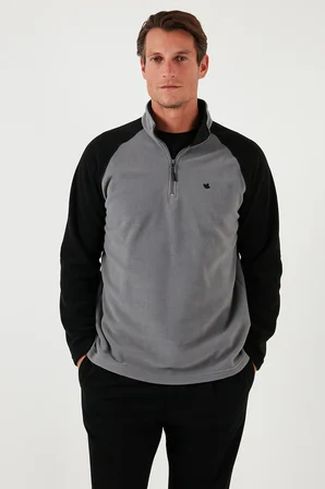 Buratti Slim Fit Yarım Fermuarlı Soğuk Geçirmez Kışlık Şardonlu Polar Erkek POLAR 5906055