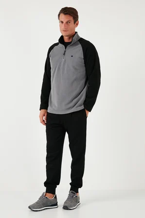 Buratti Slim Fit Yarım Fermuarlı Soğuk Geçirmez Kışlık Şardonlu Polar Erkek POLAR 5906055