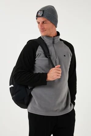 Buratti Slim Fit Yarım Fermuarlı Soğuk Geçirmez Kışlık Şardonlu Polar Erkek POLAR 5906055