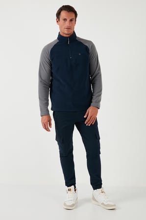 Buratti Slim Fit Yarım Fermuarlı Soğuk Geçirmez Kışlık Şardonlu Polar Erkek POLAR 5906055