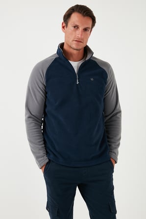 Buratti Slim Fit Yarım Fermuarlı Soğuk Geçirmez Kışlık Şardonlu Polar Erkek POLAR 5906055