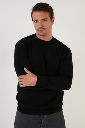 Buratti Slim Fit Bisiklet Yaka Pamuklu Kazak Erkek KAZAK 4562013W4 SİYAH