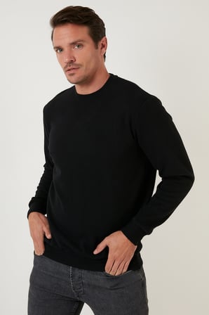Buratti Slim Fit Bisiklet Yaka Pamuklu Kazak Erkek KAZAK 4562013W4 SİYAH