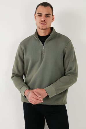 Buratti Pamuklu Regular Fit Yarım Fermuarlı Dik Yaka Şardonlu Sweat Erkek SWEAT 59052592
