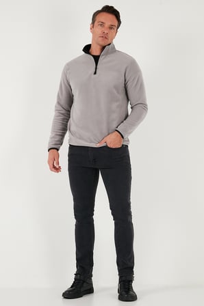 Buratti Slim Fit Yarım Fermuarlı Dik Yaka Soğuk Geçirmez Polar Erkek POLAR 5906003