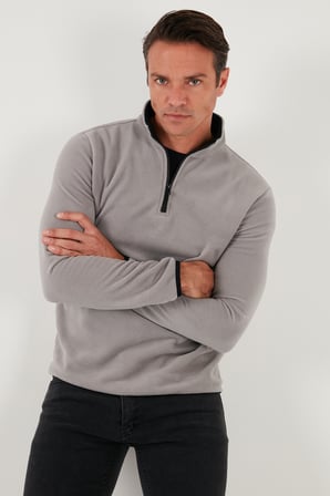 Buratti Slim Fit Yarım Fermuarlı Dik Yaka Soğuk Geçirmez Polar Erkek POLAR 5906003