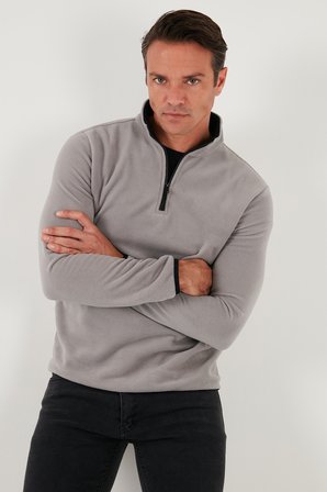 Buratti Slim Fit Yarım Fermuarlı Dik Yaka Soğuk Geçirmez Polar Erkek POLAR 5906003