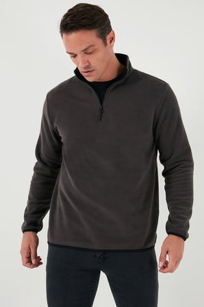 Buratti Slim Fit Yarım Fermuarlı Dik Yaka Soğuk Geçirmez Polar Erkek POLAR 5906003