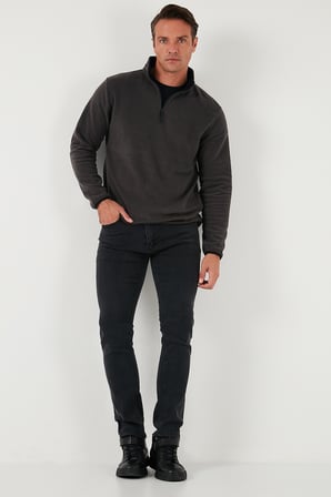 Buratti Slim Fit Yarım Fermuarlı Dik Yaka Soğuk Geçirmez Polar Erkek POLAR 5906003