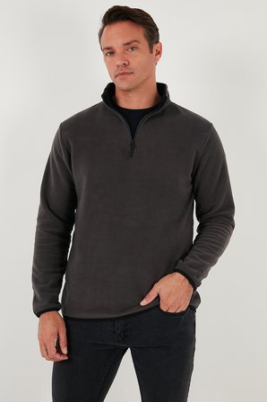 Buratti Slim Fit Yarım Fermuarlı Dik Yaka Soğuk Geçirmez Polar Erkek POLAR 5906003