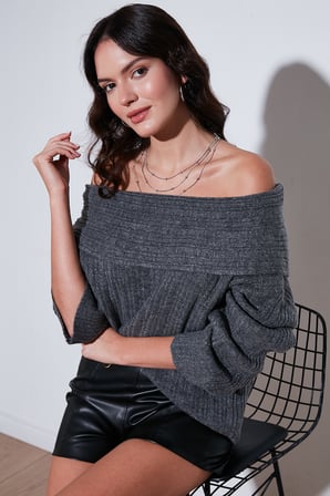 Lela Overisze Fit Madonna Yaka Triko Kazak Kadın KAZAK 4615216
