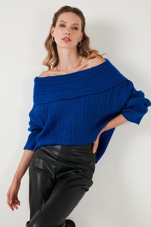 Lela Overisze Fit Madonna Yaka Triko Kazak Kadın KAZAK 4615216