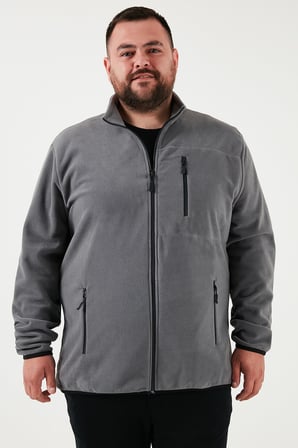 Buratti Regular Fit Dik Yaka Fermuarlı Büyük Beden Polar Hırka Erkek HIRKA 5906028B
