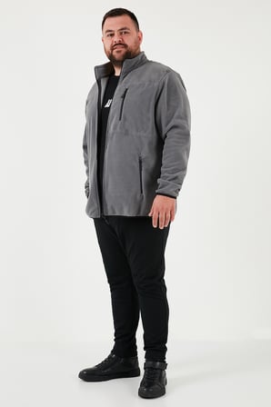 Buratti Regular Fit Dik Yaka Fermuarlı Büyük Beden Polar Hırka Erkek HIRKA 5906028B