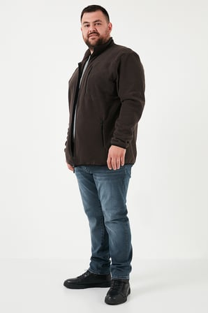 Buratti Regular Fit Dik Yaka Fermuarlı Büyük Beden Polar Hırka Erkek HIRKA 5906028B