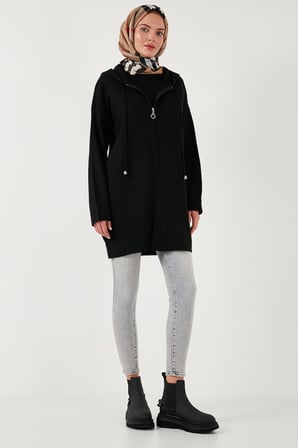 Lela Modest Regular Fit Kapüşonlu Tesettür Triko Hırka
