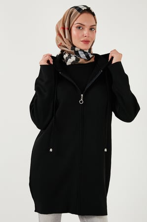 Lela Modest Regular Fit Kapüşonlu Tesettür Triko Hırka