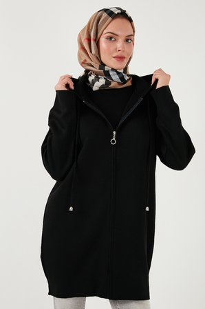 Lela Modest Regular Fit Kapüşonlu Tesettür Triko Hırka
