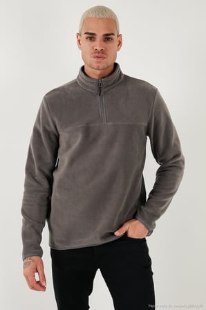 Buratti Regular Fit Anti-Pilling Tüylenme Yapmayan Dik Yaka Kalın Kışlık Şardonlu Polar Erkek POLAR 5896700