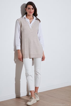 Lela Modest Standart Fit Gömlek Yaka Tesettür Triko Tunik Kadın TUNİK 4612148