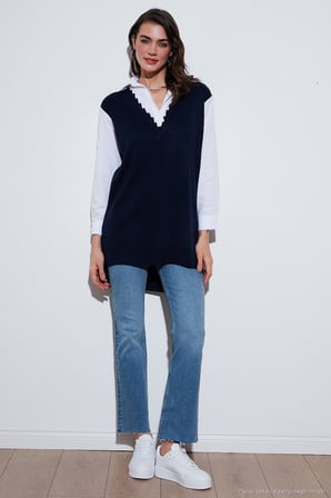 Lela Modest Standart Fit Gömlek Yaka Tesettür Triko Tunik Kadın TUNİK 4612148