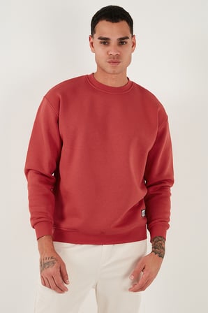 Buratti Regular Fit Bisiklet Yaka Pamuklu İçi Tüylü Yumuşak Şardonlu Sweat Erkek SWEAT 59052553W4 BAYRAK KIRMIZI