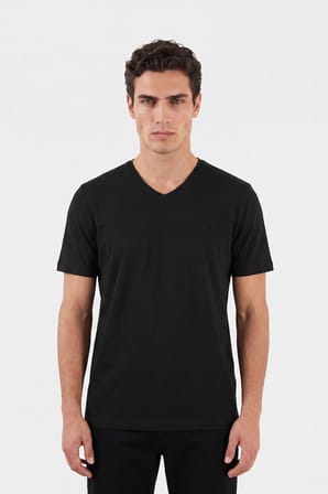 Buratti Pamuklu Regular Fit V Yaka T Shirt Erkek T SHİRT 5902719 SİYAH