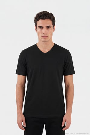 Buratti Pamuklu Regular Fit V Yaka T Shirt Erkek T SHİRT 5902719 SİYAH