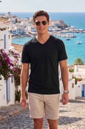 Buratti Pamuklu Regular Fit V Yaka T Shirt Erkek T SHİRT 5902719 SİYAH
