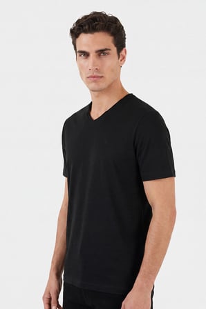 Buratti Pamuklu Regular Fit V Yaka T Shirt Erkek T SHİRT 5902719 SİYAH