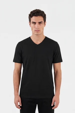 Buratti Pamuklu Regular Fit V Yaka T Shirt Erkek T SHİRT 5902719 SİYAH