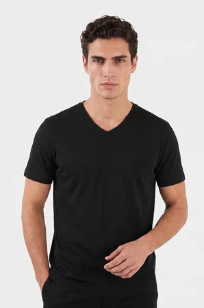 Buratti Pamuklu Regular Fit V Yaka T Shirt Erkek T SHİRT 5902719 SİYAH