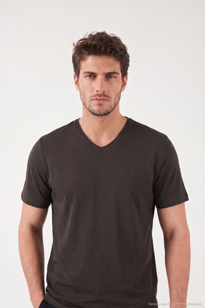 Buratti Pamuklu Regular Fit V Yaka T Shirt Erkek T SHİRT 5902719 KAHVE