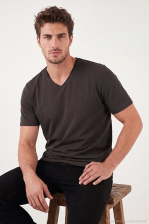 Buratti Pamuklu Regular Fit V Yaka T Shirt Erkek T SHİRT 5902719 KAHVE