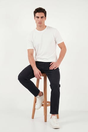 Buratti Regular Fit Çizgili Dokulu Bisiklet Yaka T Shirt Erkek T SHİRT 5904023 BEYAZ