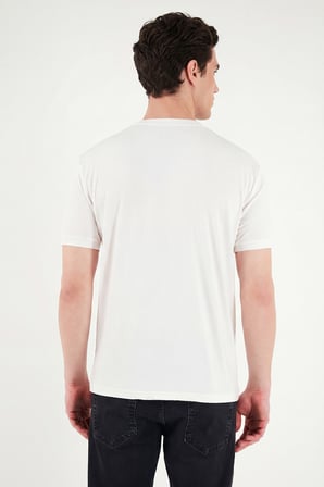 Buratti Regular Fit Çizgili Dokulu Bisiklet Yaka T Shirt Erkek T SHİRT 5904023 BEYAZ